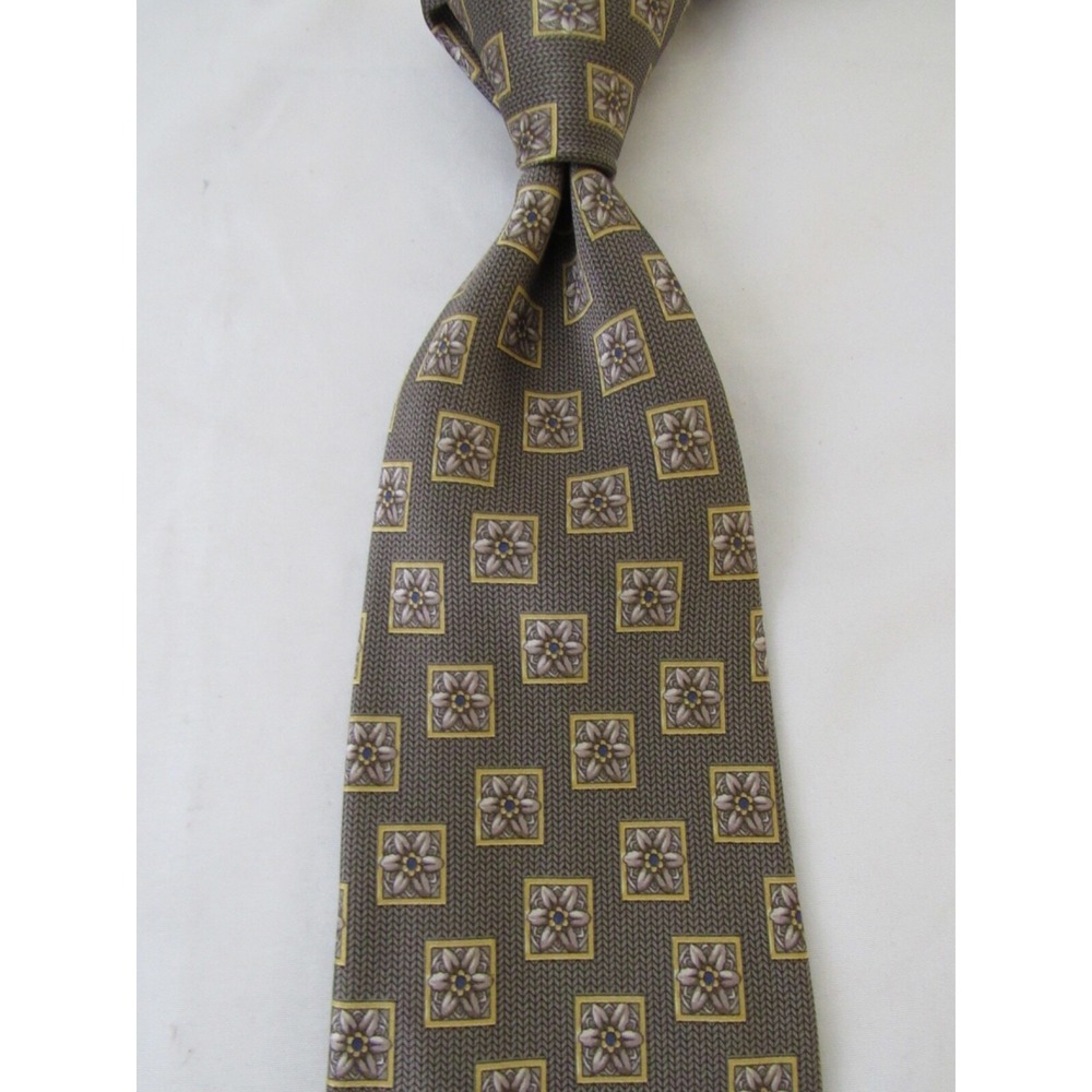 Richel Royal Tie Golden Brown Geometric Exquisite Made In Spain 100% Silk XL